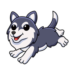 Cute siberian husky dog cartoon running