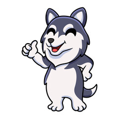 Cute siberian husky dog cartoon giving thumb up
