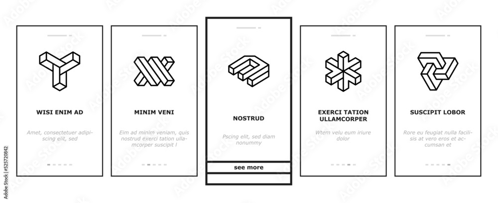 Poster impossible geometric shape onboarding icons set vector