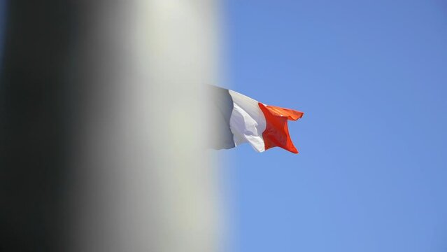 French Flag In The Wind Slow Motion Shot