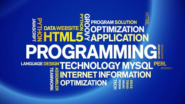 Programming animated tag word cloud;text design animation kinetic typography seamless loop.