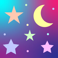 Stars month carto in flat style. Vector illustration. stock image.
