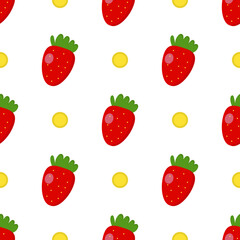 Pattern of strawberries in plsk style on white background
