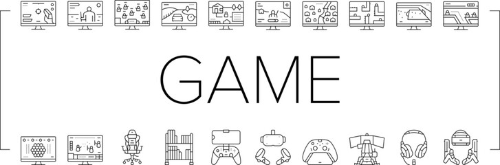Video Game Electronic And Device Icons Set Vector