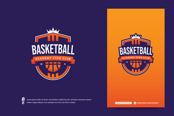 Obraz premium Basketball club logo, Basketball tournament emblems template. Sport team identity, E-Sport badge design vector illustrations
