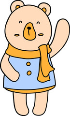 Cute Christmas Bear, Teddy, Autumn or Fall Animal, illustration