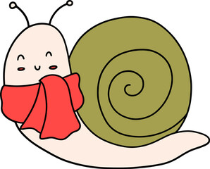 Cute Christmas Snail, Autumn or Fall Animal, illustration