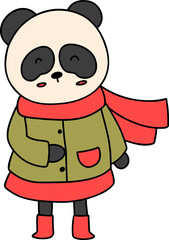 Cute Christmas Bear, Panda, Teddy, Autumn or Fall Animal, illustration