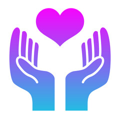 Hand With Heart Glyph Gradient Icon