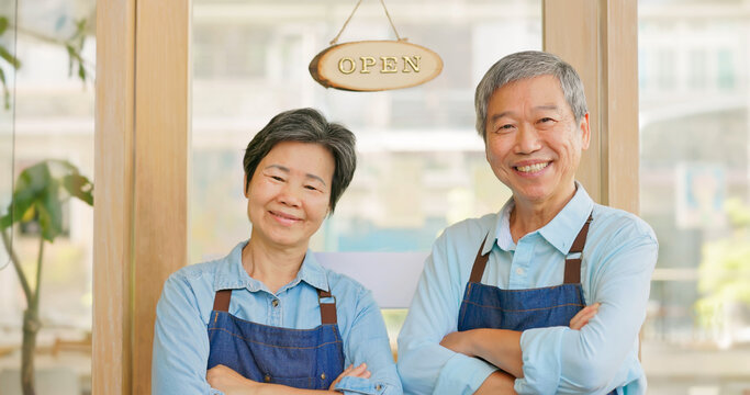 old couple smiling happily