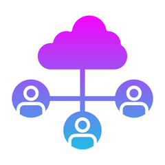 Cloud Sharing Glyph Gradient Icon
