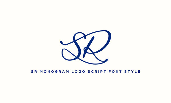vector graphic logo design, initial SR monogram logo, handwritten style, elegant modern luxury sophisticated