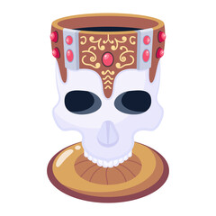 A crown skull flat icon design