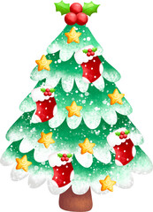 Chrismas tree and ornaments illustration
