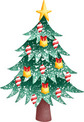 Chrismas tree and ornaments illustration