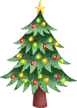 Chrismas tree and ornaments illustration