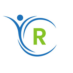 Initial Letter R Healthcare Logo. Doctor Logo Sign, Medical Pharmacy Plus Symbol Design
