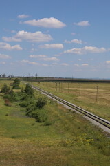 Fototapeta na wymiar Railway track on steel bridge -shallow depth of field