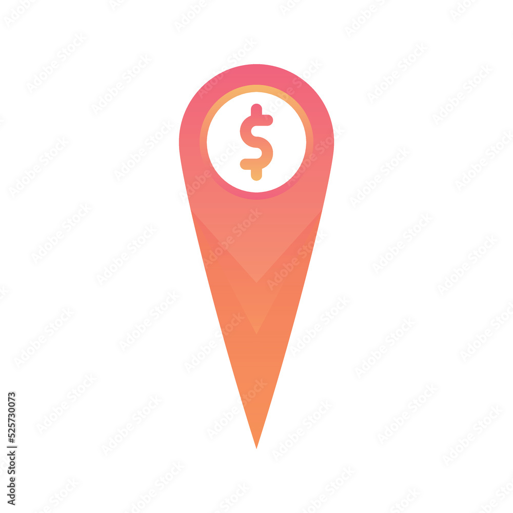 Poster dollar location logo gradient design template icon element