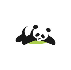 Sleeping Panda Logo design. Animal wildlife vector Illustration.