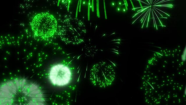 Green fire works particle effect animation