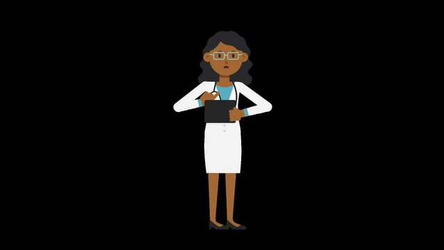 Black Female Doctor Is Sad On The Tablet, Using Her Finger On The Touchscreen