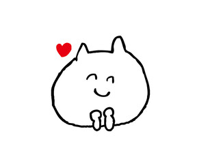 ハートと笑顔の白猫さん