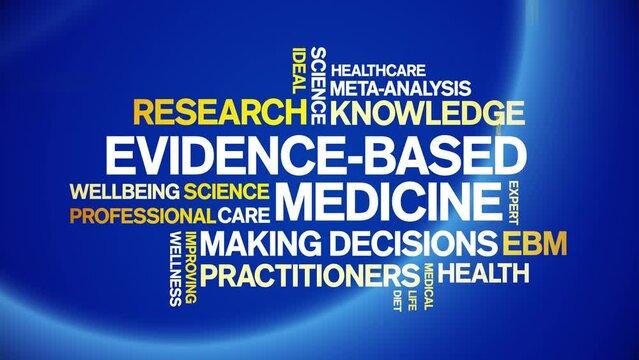 Evidence-Based Medicine animated tag word cloud;text design animation kinetic typography seamless loop.