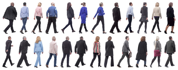 group of successful business people in motion isolated