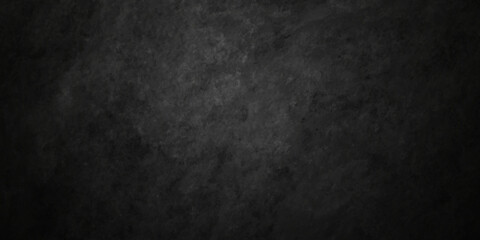 Dark black conrcrete cracked stone marble wall grunge backdrop background. panorama dark black with gray stucco wall, blank grunge vintage surface design. Worn gray grungy background.