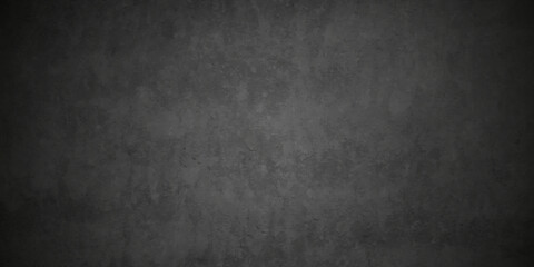 Fototapeta na wymiar Dark black conrcrete cracked stone marble wall grunge backdrop background. panorama dark black with gray stucco wall, blank grunge vintage surface design. Worn gray grungy background.