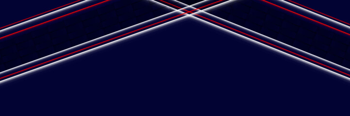 Modern blue background with red and white lines