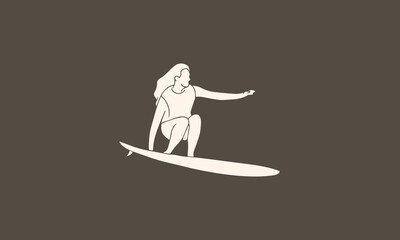 Minimalist Vector Illustration Surfer