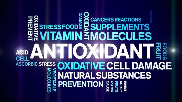 Antioxidant animated tag word cloud;text design animation kinetic typography seamless loop.