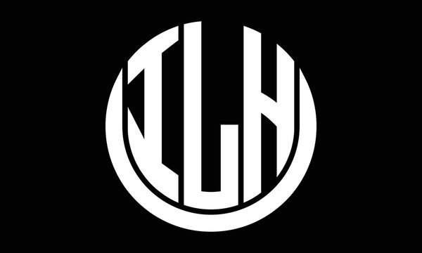 ILH three letter circle logo design vector template.  monogram symbol on black & white.