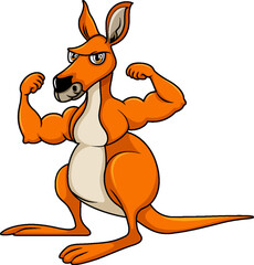 Muscular kangaroo cartoon character