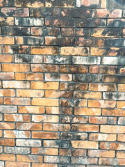 The brick wall of red color, wide panorama of masonry