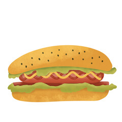 Hotdog Junk Food Delicious Illustration
