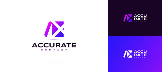 Initial A and X Logo Design in Negative Space Concept. AX Logo Design in Modern Gradient Style