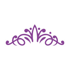 Crown for the king's daughter. Simple purple tiara design. Vintage Elegant purple Tiara logo Isolated crown illustration