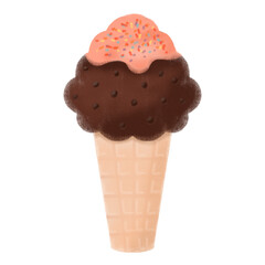 Ice Cream Cone Cartoon Chalk Illustration