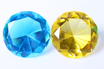  Blue and yellow diamond on white background