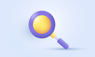 unique realistic cute purple magnifying glass icon 3d design isolated on background.Trendy and modern vector in 3d style.