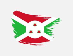 Stain brush painted stroke flag of Burundi on isolated background