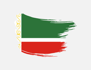 Stain brush painted stroke flag of Chechnya on isolated background