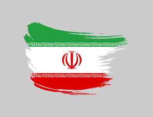 Stain brush painted stroke flag of Iran on isolated background