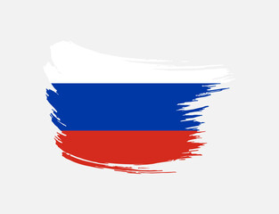 Stain brush painted stroke flag of Russia on isolated background