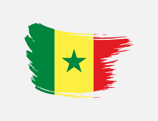 Stain brush painted stroke flag of Senegal on isolated background