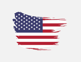 Stain brush painted stroke flag of United States of America on isolated background