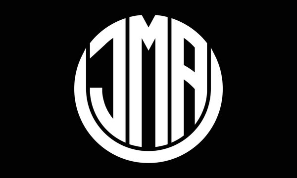 JMA three letter circle logo design vector template.  monogram symbol on black & white.